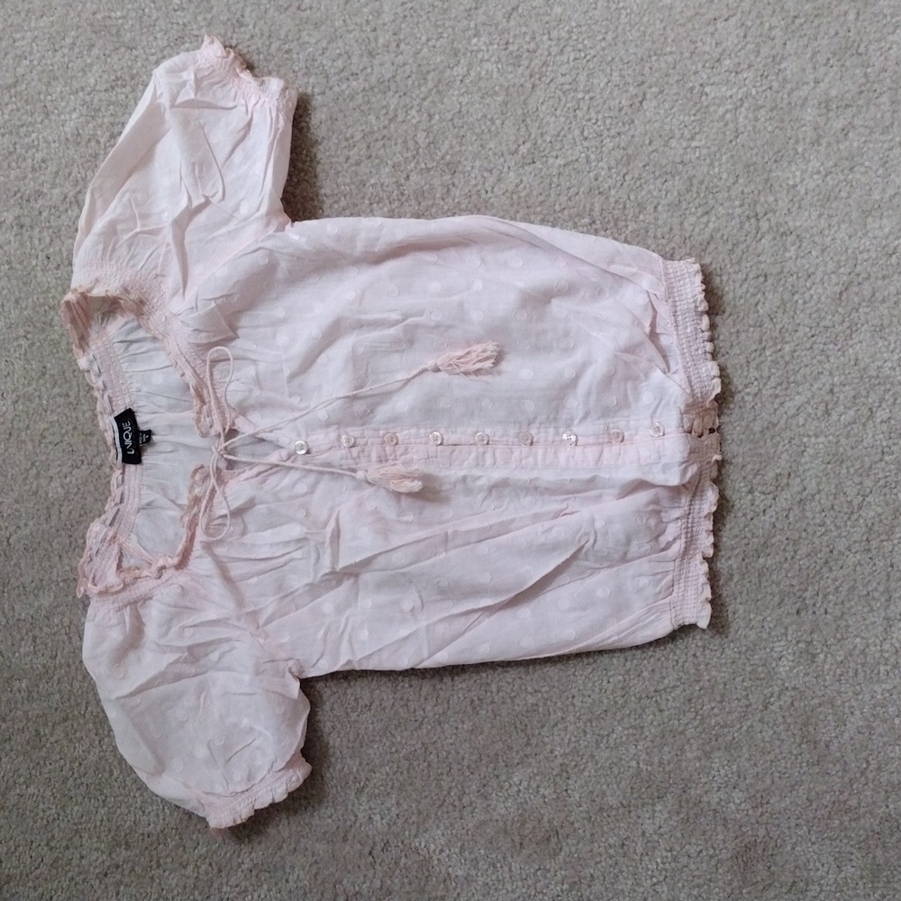 Unique Spectrum Pink Bohemian Style Short Sleeve Blouse Size S